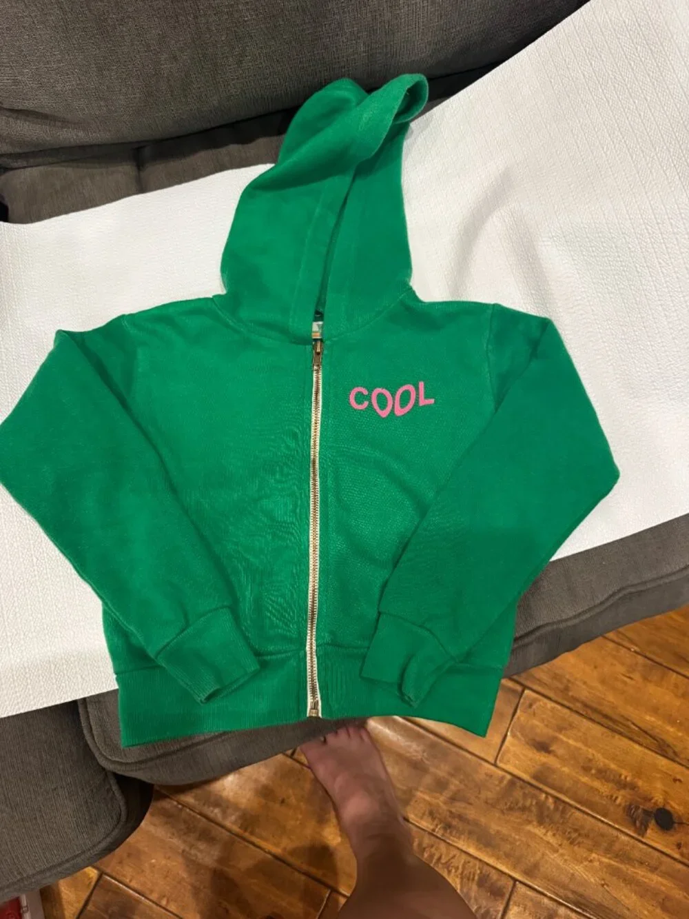 Kids Green Zip Hoodie 